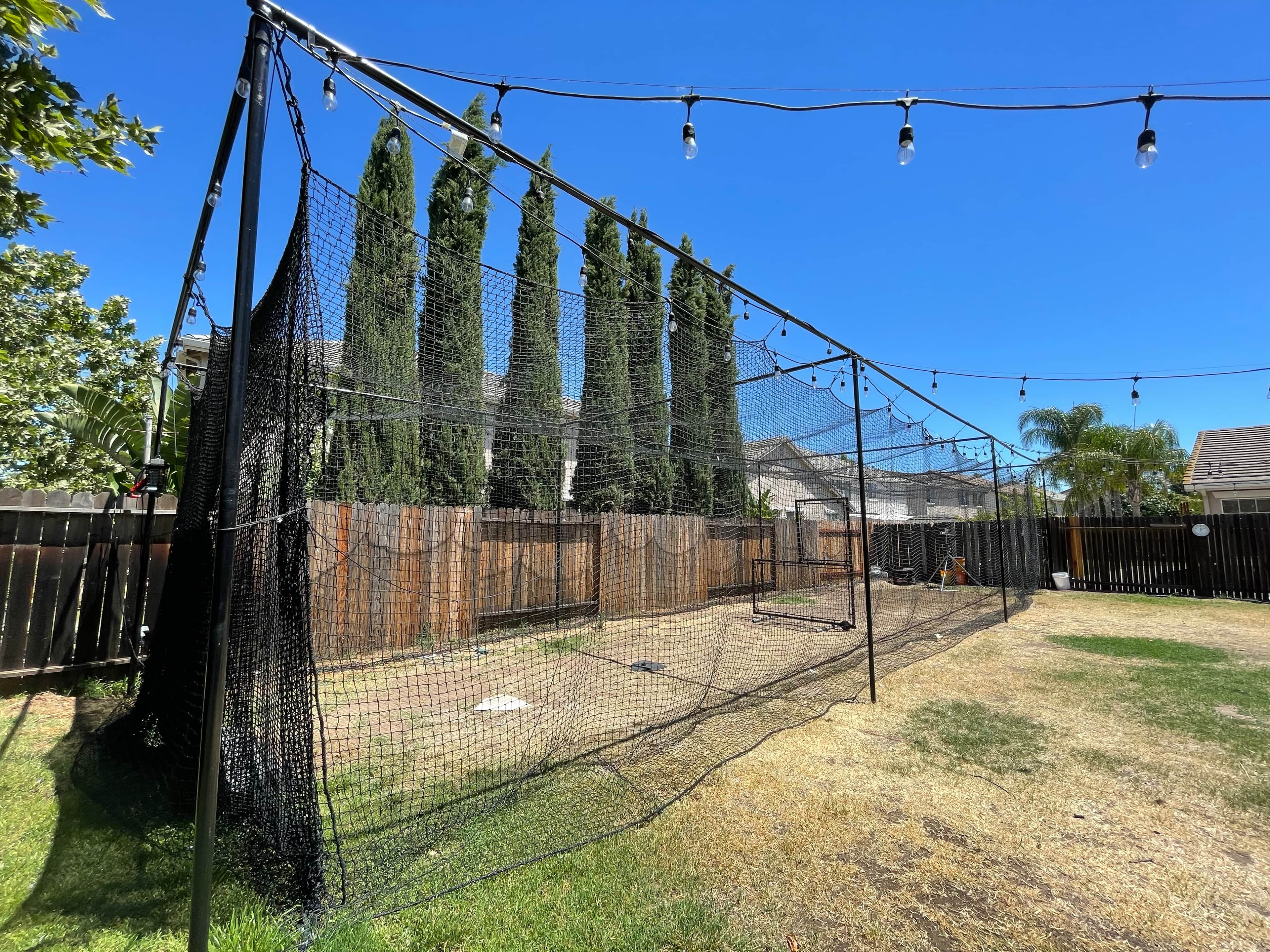 Backyard Batting Cage in Elk Grove, CA — Pitching Machine & Lighted
