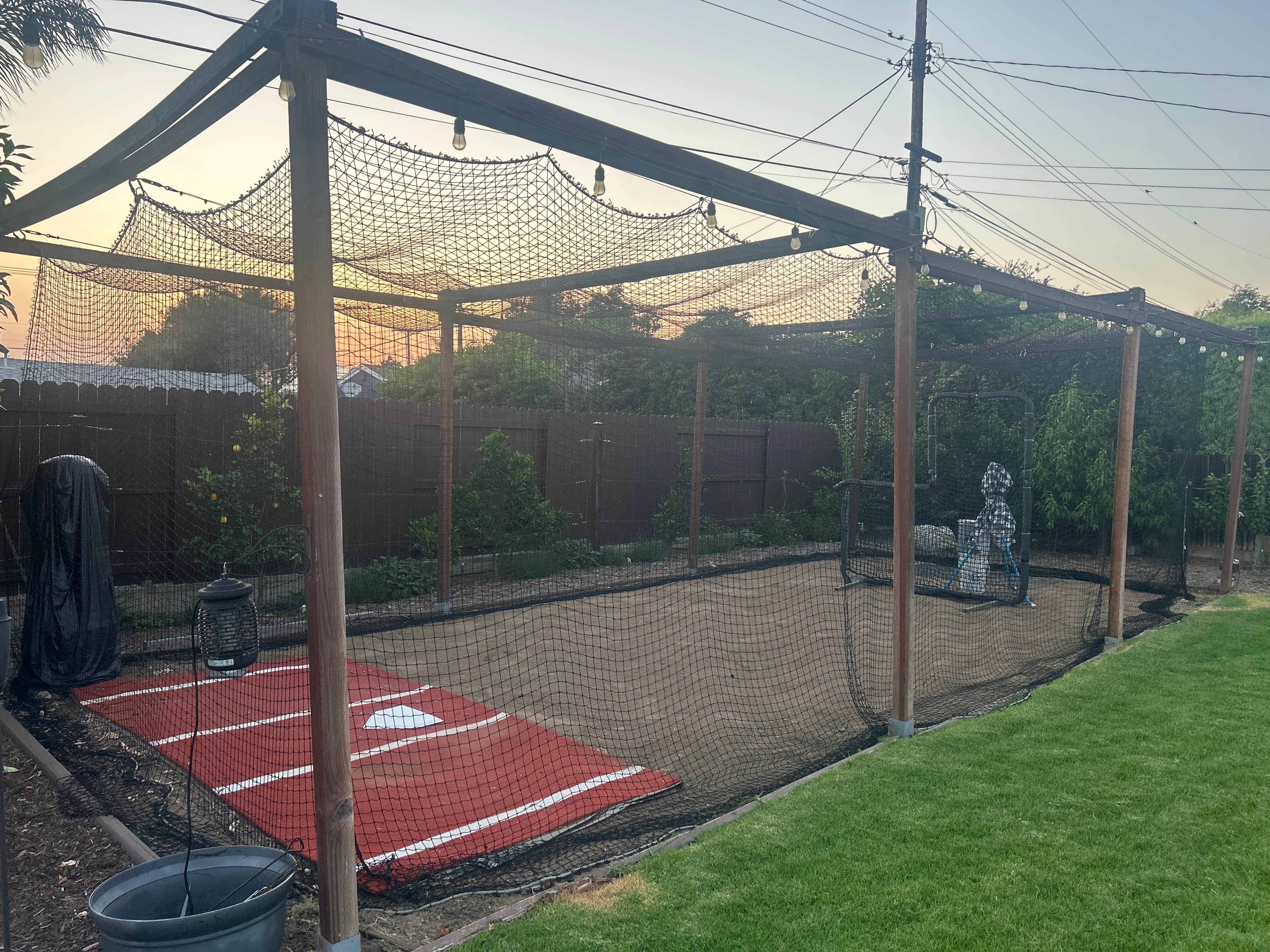 The Kapadia Estate Batting Cage and Pitching Mound in Claremont, CA