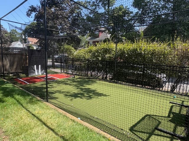 Turf batting cage with feeder in Winchester MA - Batting cage rental in Winchester, MA