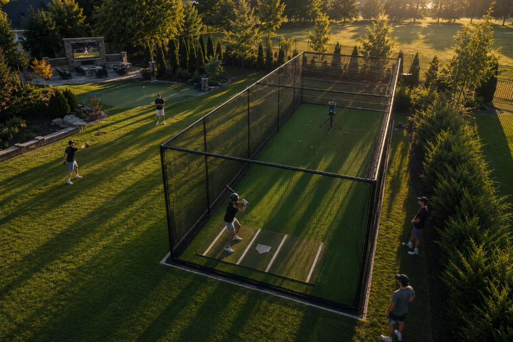 Softball batting cage aerial view