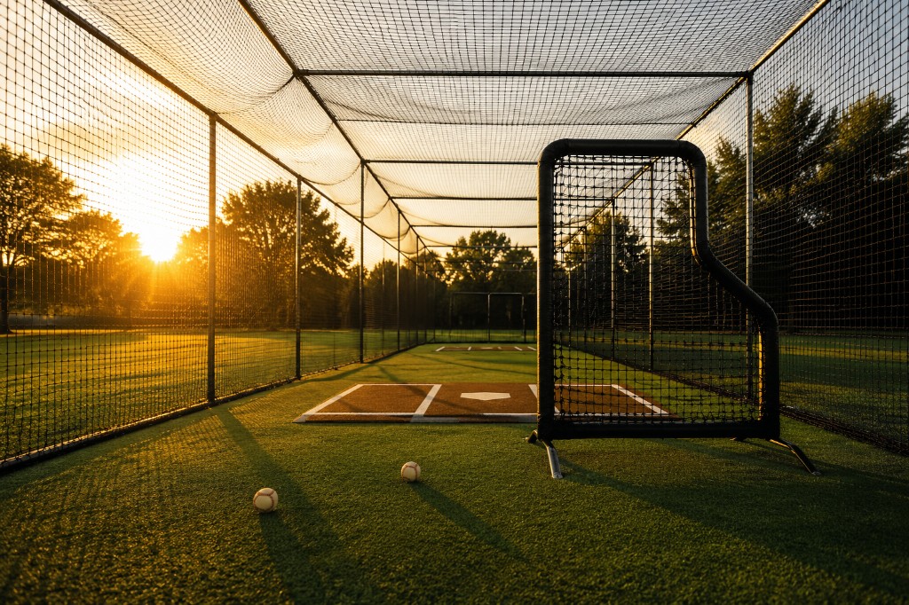 Indoor batting cage facility
